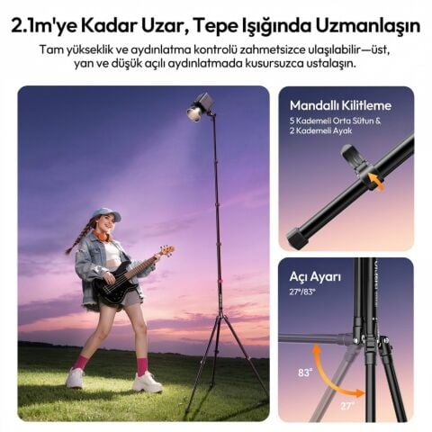 Ulanzi TT43 II 210cm Reversible 2 in 1 Işık Standı - S085