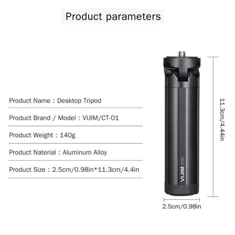 Vijim CT-01 Masaüstü Metal Tripod Vlog Grip
